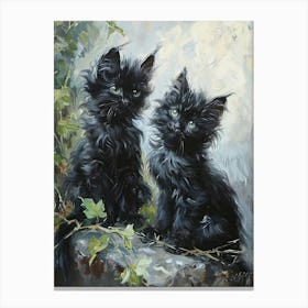 Two Black Cats Rococo Inspired Painting 2 Canvas Print