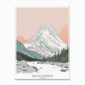 Mount Robson Canada Color Line Drawing 4 Poster Canvas Print