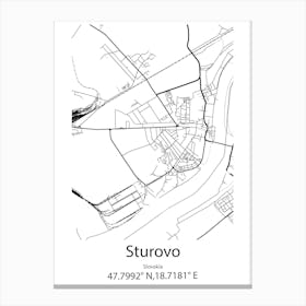 Sturovo,Slovakia Minimalist Map Canvas Print