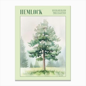 Hemlock Tree Atmospheric Watercolour Painting 3 Poster Canvas Print
