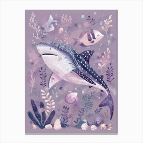 Purple Whale Shark Illustration 3 Canvas Print