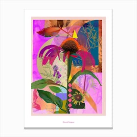 Coneflower 4 Neon Flower Collage Poster Canvas Print