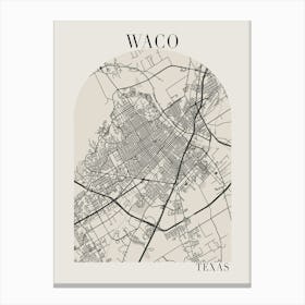 Waco Texas Boho Minimal Arch Full Beige Color Street Map Canvas Print