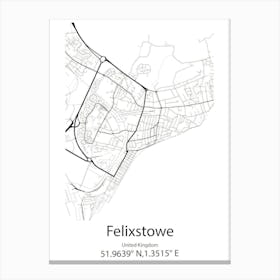 Felixstowe,United Kingdom Minimalist Map Canvas Print