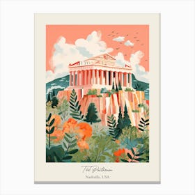 The Parthenon   Nashville, Usa   Cute Botanical Illustration Travel 0 Poster Canvas Print