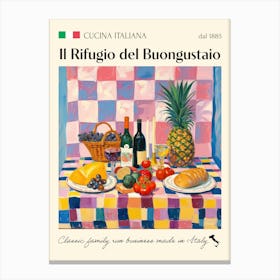 Il Rifugio Del Buongustaio Trattoria Italian Poster Food Kitchen Canvas Print