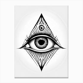 Third Eye Symbolism, Symbol, Third Eye Simple Black & White Illustration 4 Canvas Print