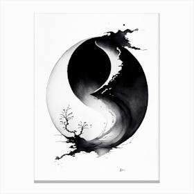 Black And White Yin and Yang Japanese Ink Canvas Print