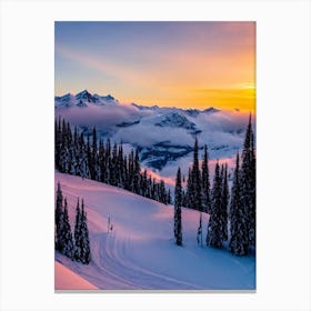 Stubaier Gletscher, Austria Sunrise Skiing Poster Canvas Print