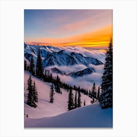 Snowbird, Usa Sunrise Skiing Poster Canvas Print