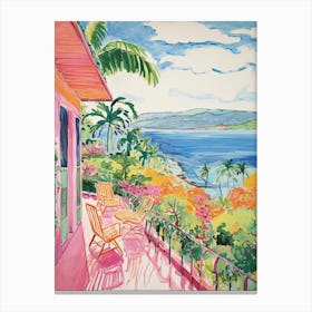 Four Seasons Resort Maui At Wailea   Maui, Hawaii   Resort Storybook Illustration 1 Canvas Print