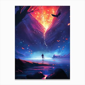 Man In Front Of A Fire Canvas Print