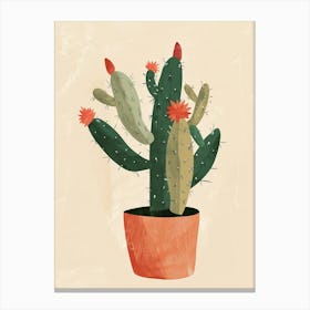 Christmas Cactus Plant Minimalist Illustration 9 Canvas Print