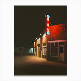 Old Route 66 Gas Station at Night Canvas Print