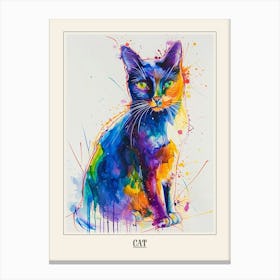 Cat Colourful Watercolour 1 Poster Canvas Print