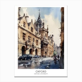 Oxford University 5 Watercolor Travel Poster Canvas Print