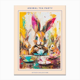 Kitsch Cute Animal Tea Party 2 Poster Canvas Print