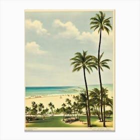 Waikiki Beach Honolulu Hawaii Vintage Canvas Print