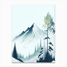 Mountain And Forest In Minimalist Watercolor Vertical Composition 253 Canvas Print