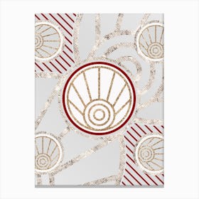 Geometric Abstract Glyph in Festive Gold Silver and Red n.0087 Canvas Print