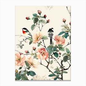 Bird Flowers Chinese 1 Canvas Print