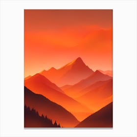 Misty Mountains Vertical Composition In Orange Tone 344 Canvas Print