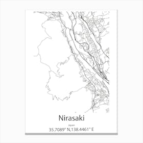 Nirasaki,Japan Minimalist Map Toile