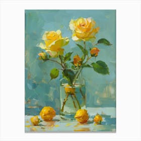 Yellow Roses In A Vase 6 Canvas Print