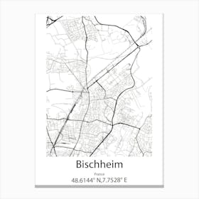 Bischheim,France Minimalist Map Canvas Print