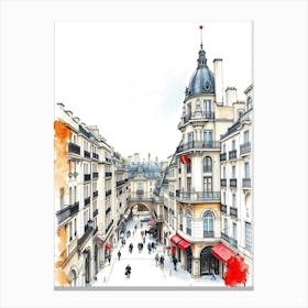 Paris Street In Watercolor Canvas Print