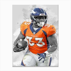 Javonte Williams Denver Broncos Canvas Print