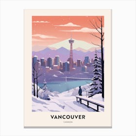 Vintage Winter Travel Poster Vancouver Canada 4 Canvas Print