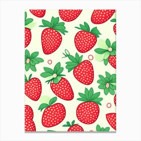 Strawberry Pattern, Kawaii, Cute Canvas Print
