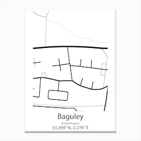 Baguley,United Kingdom Minimalist Map Canvas Print