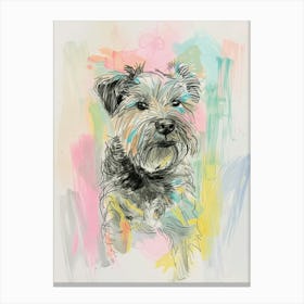 Norfolk Terrier Dog Gouache Line Illustration Canvas Print