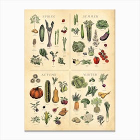 Uk Seasonal Fruit And Veg Chart Canvas Print