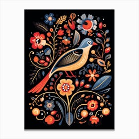 Folk Bird Illustration Magpie 4 Canvas Print