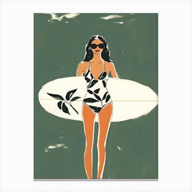 Woman In Bikini With Surfboard Lienzo