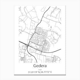 Gedera,Israel Minimalist Map Canvas Print