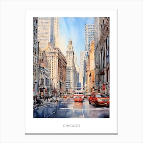 Chicago Watercolour Travel Poster 8 Canvas Print