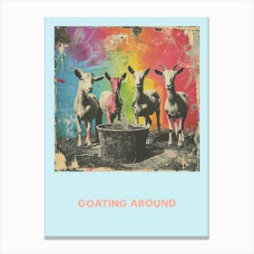 Goating Around Rainbow Goat Poster 1 Canvas Print