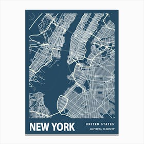 New York Blueprint City Map 1 Canvas Print