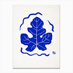 Fig Leaf In Blue Canvas Print