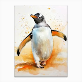 Humboldt Penguin Sea Lion Island Watercolour Painting 3 Canvas Print