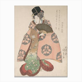 Kabuki Actor In A Female Role Standing With A Fan Canvas Print