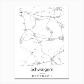 Schwaigern,Germany Minimalist Map Canvas Print