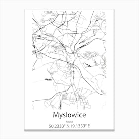 Myslowice,Poland Minimalist Map Canvas Print