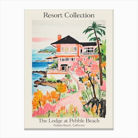 Poster Of The Lodge At Pebble Beach   Pebble Beach, California   Resort Collection Storybook Illustration 2 Canvas Print