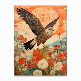 Falcon 4 Detailed Bird Painting Canvas Print