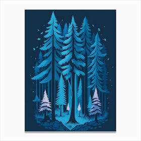 A Fantasy Forest At Night In Blue Theme 27 Canvas Print